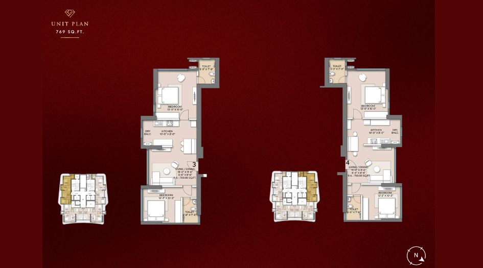 Sigma-Garnet-Floor-Plan-2 BHK- 769 Sqft
